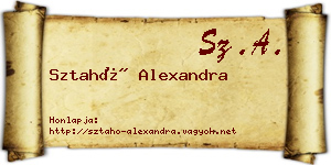 Sztahó Alexandra névjegykártya